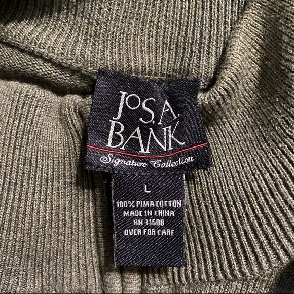 Jos A Bank Green 1/2 Zip Pullover Pima Cotton Sweater - Picture 3 of 4